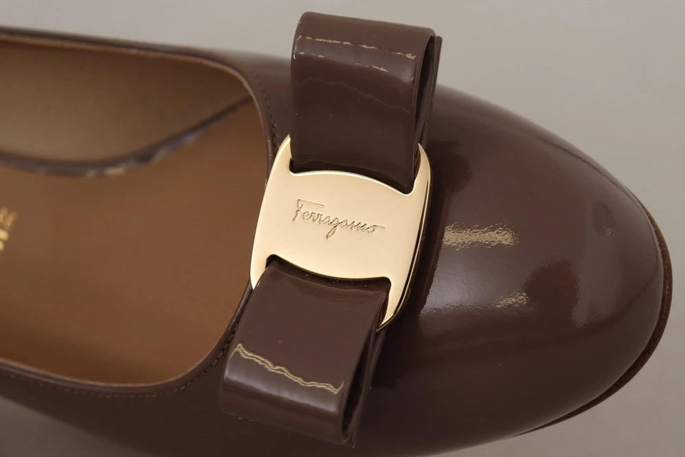 Salvatore Ferragamo Brown Naplak Calf Leather Pumps Shoes - EU35/US4.5