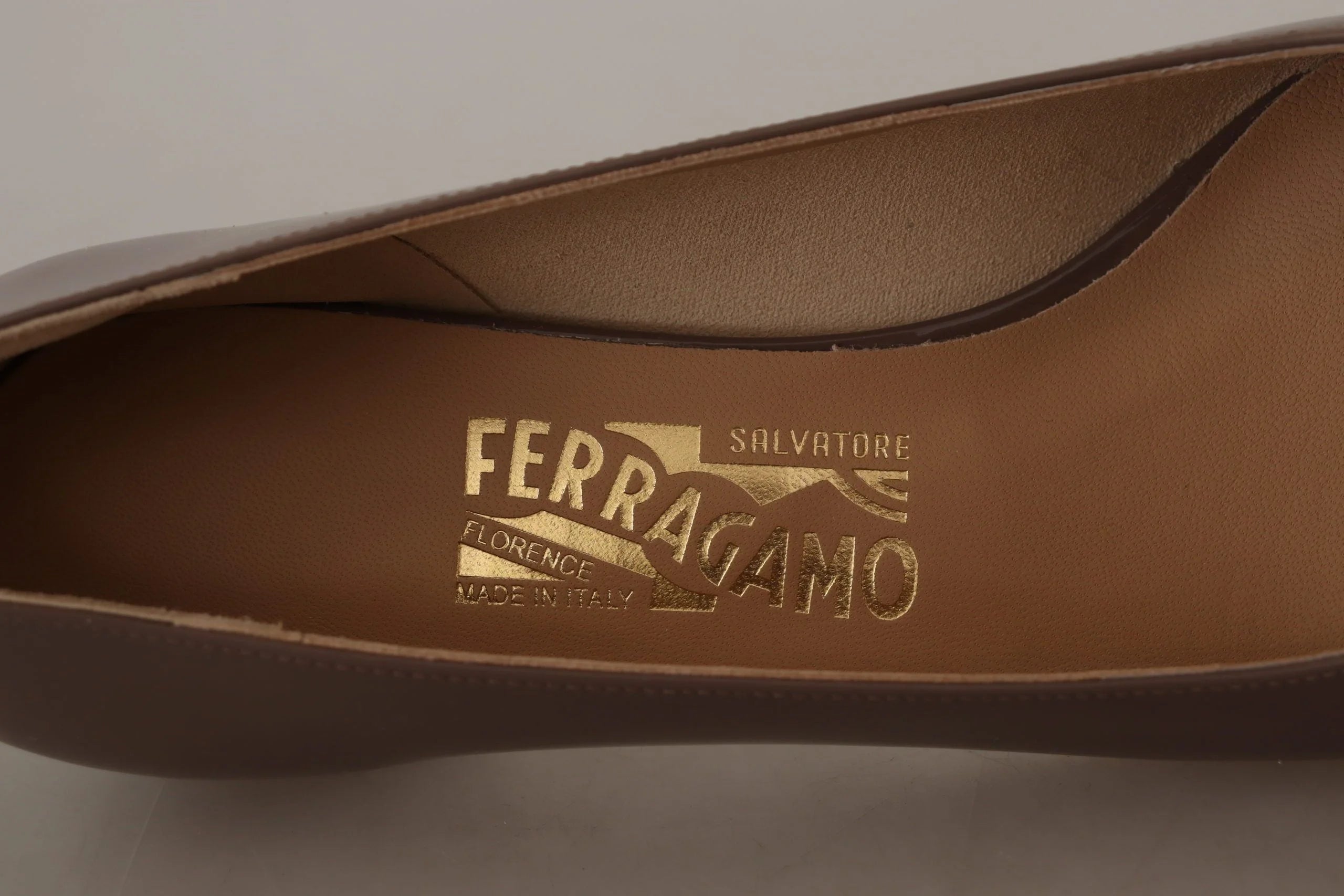 Salvatore Ferragamo Brown Naplak Calf Leather Pumps Shoes - EU35/US4.5