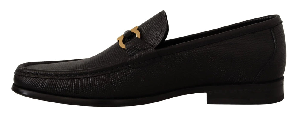 Salvatore Ferragamo Elegant Black Calf Leather Loafers - Flats