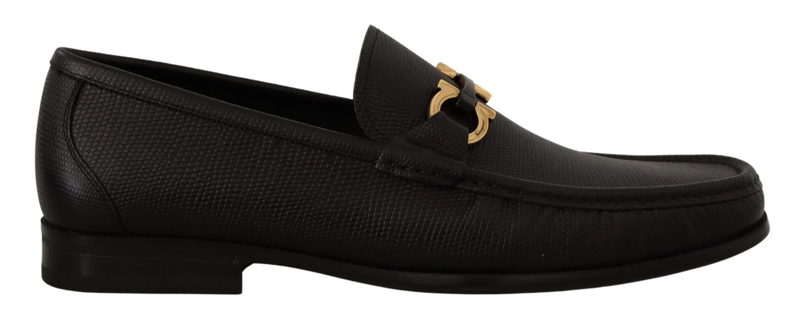 Salvatore Ferragamo Elegant Black Calf Leather Loafers - Flats