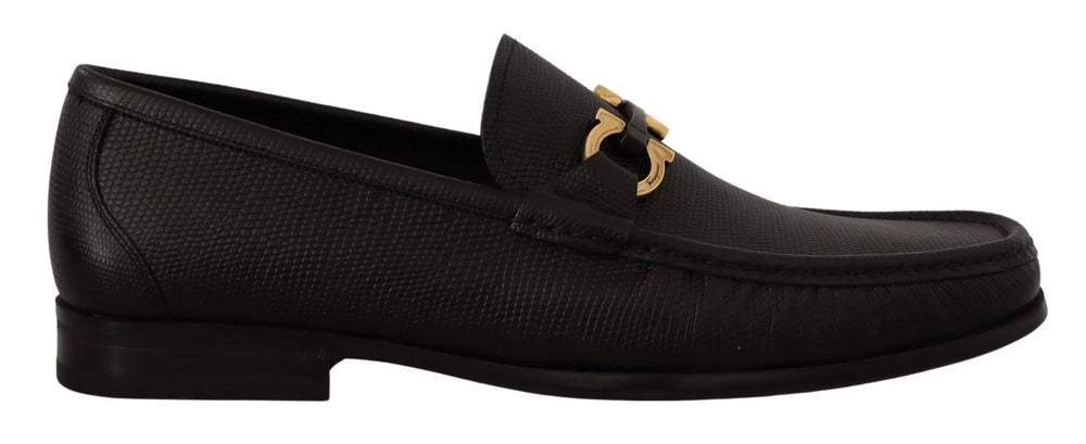 Salvatore Ferragamo Elegant Black Calf Leather Loafers - Flats