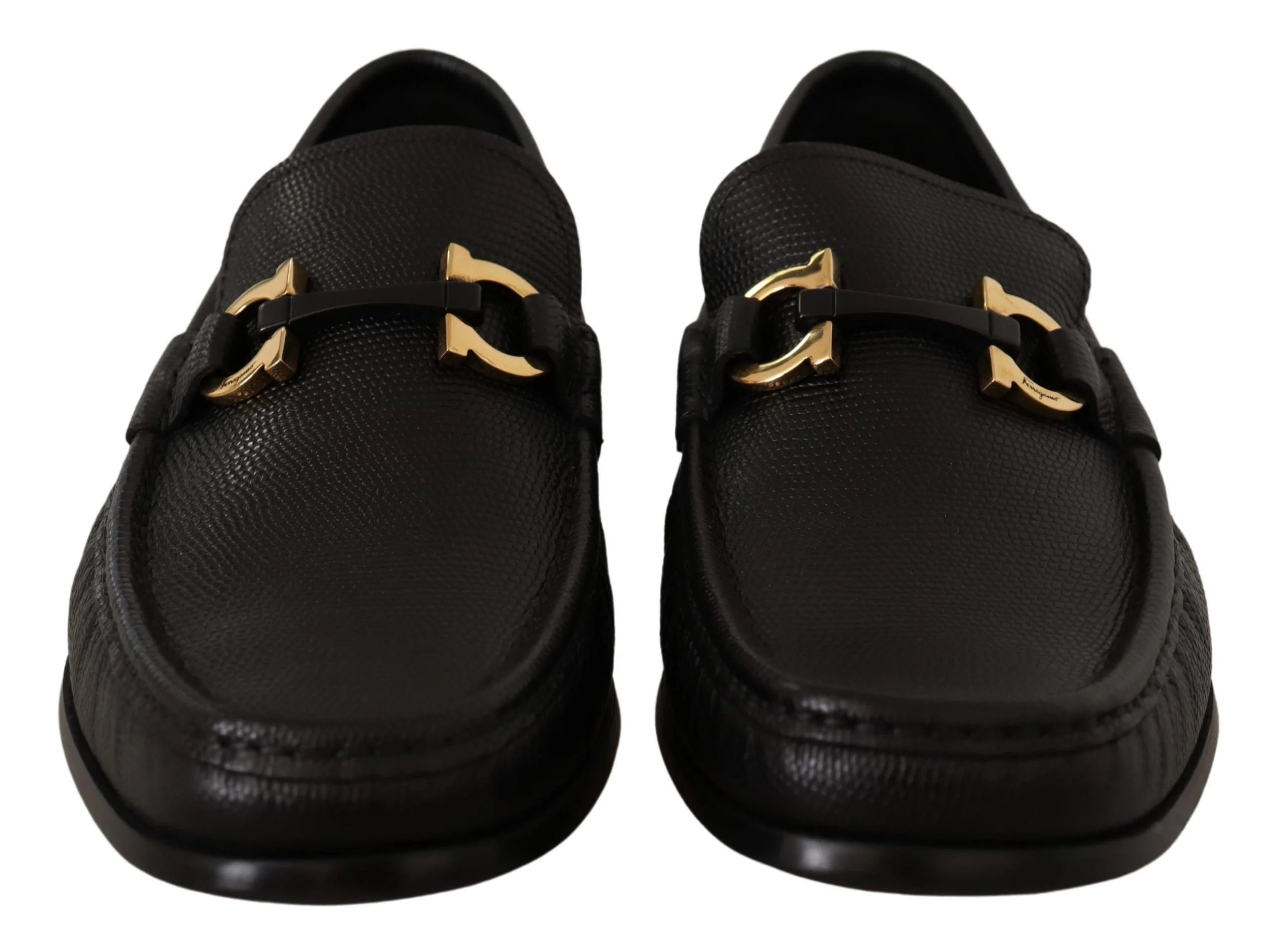 Salvatore Ferragamo Elegant Black Calf Leather Loafers - Flats