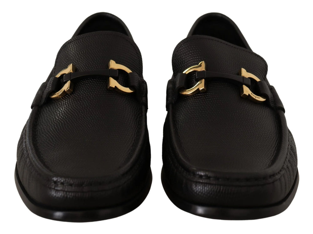 Salvatore Ferragamo Elegant Black Calf Leather Loafers - Flats
