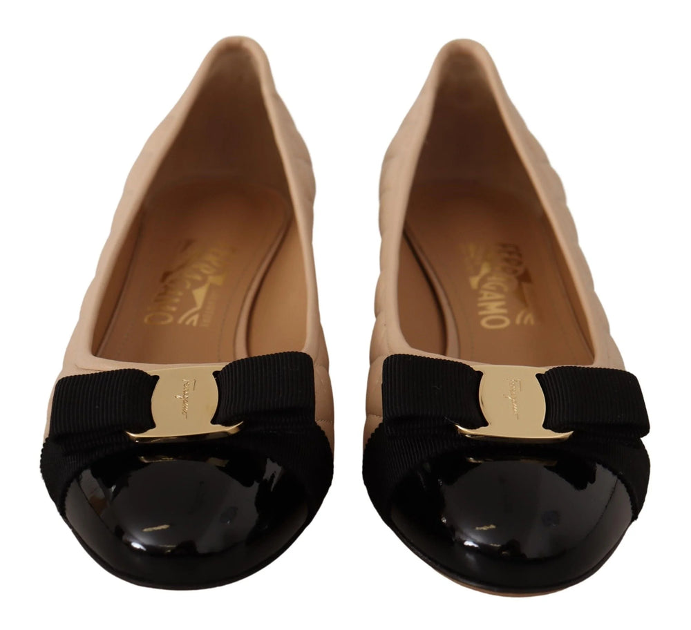 Salvatore Ferragamo Elegant Quilted Leather Pumps in Beige and Black - EU36.5/US6 - Heels