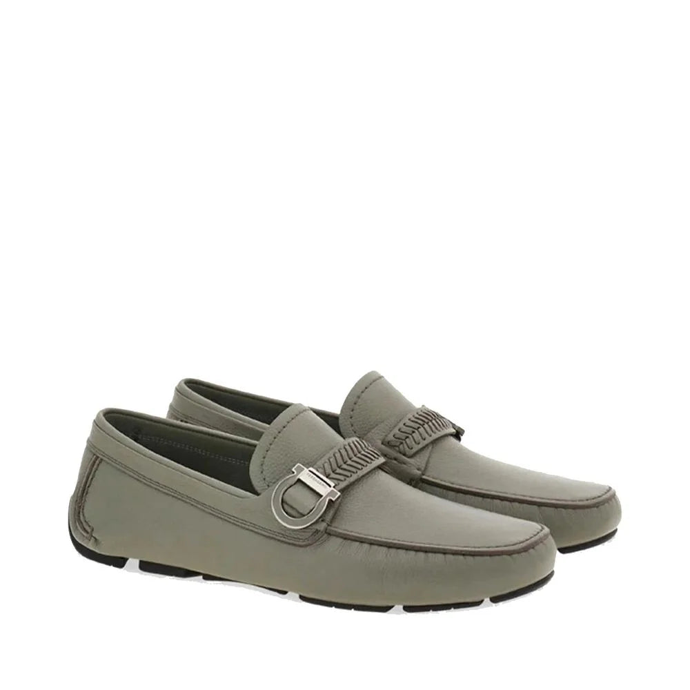 Salvatore Ferragamo Gray Calfskin Slip-On Loafers - EU43/US10