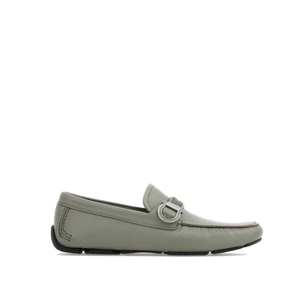 Salvatore Ferragamo Gray Calfskin Slip-On Loafers - EU43/US10