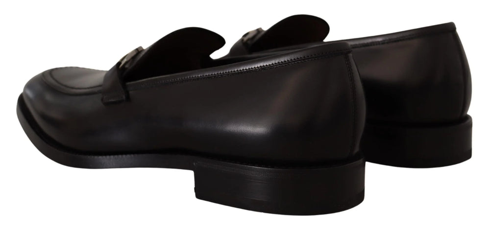 Salvatore Ferragamo Suave Black Leather Gancio Bit Loafers - Flats