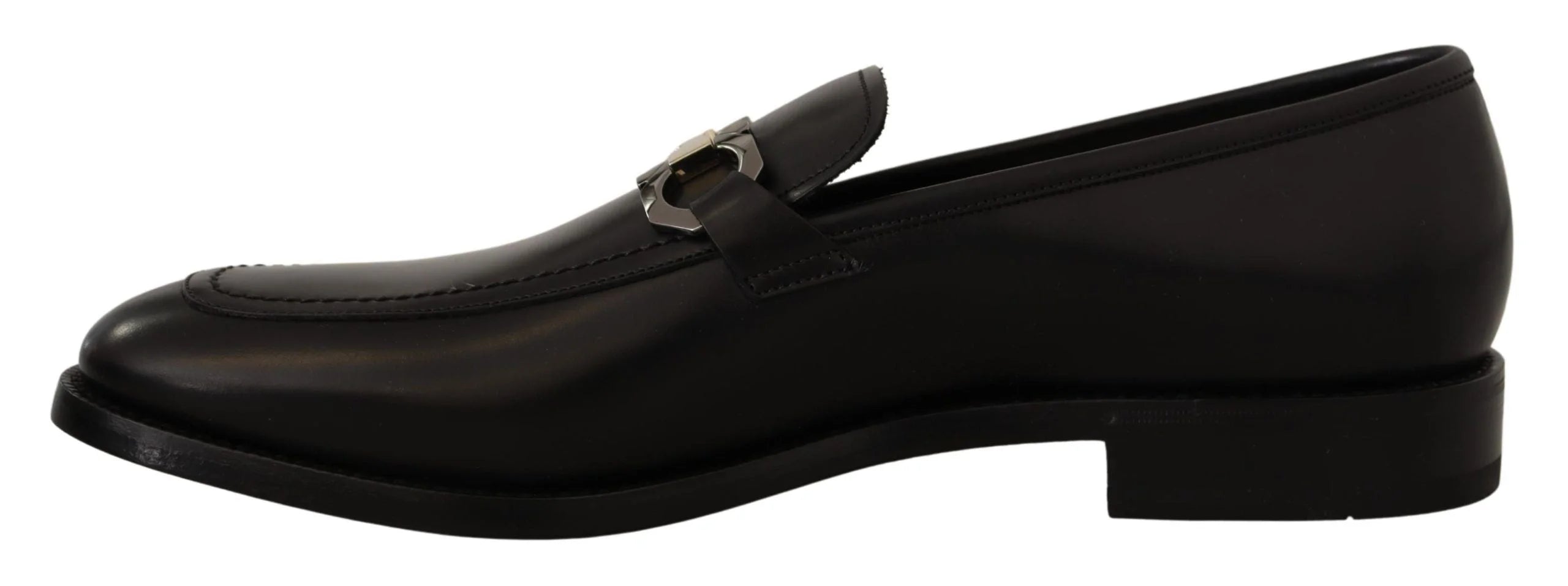 Salvatore Ferragamo Suave Black Leather Gancio Bit Loafers - Flats