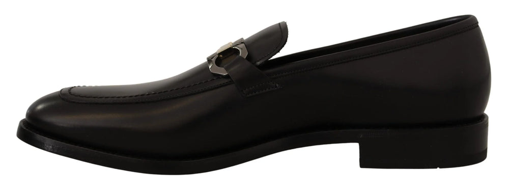 Salvatore Ferragamo Suave Black Leather Gancio Bit Loafers - Flats