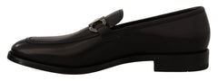 Salvatore Ferragamo Suave Black Leather Gancio Bit Loafers - Flats