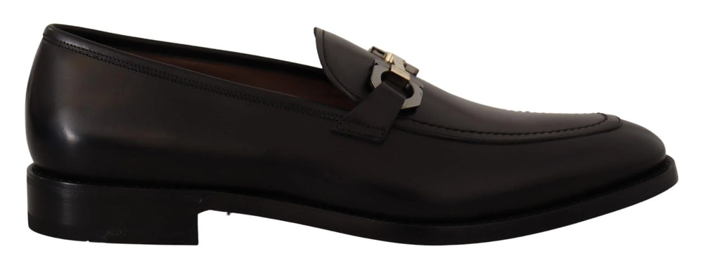 Salvatore Ferragamo Suave Black Leather Gancio Bit Loafers - Flats