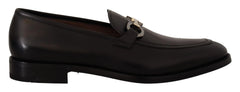 Salvatore Ferragamo Suave Black Leather Gancio Bit Loafers - Flats