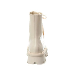 Salvatore Ferragamo White Calfskin Lace-Up Boots