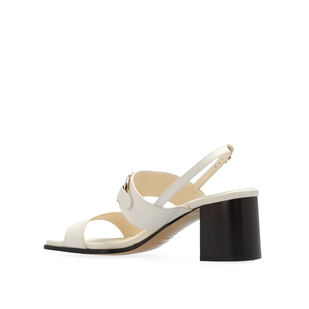 Salvatore Ferragamo White Calfskin Platform Sandals - EU36/US6