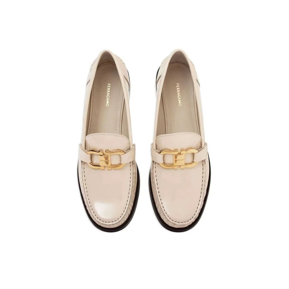 Salvatore Ferragamo White Calfskin Slip-On Loafers - EU36/US6