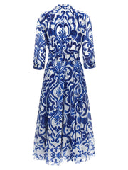 SAMANTHA SUNG Blue Cotton Midi Dress - 4