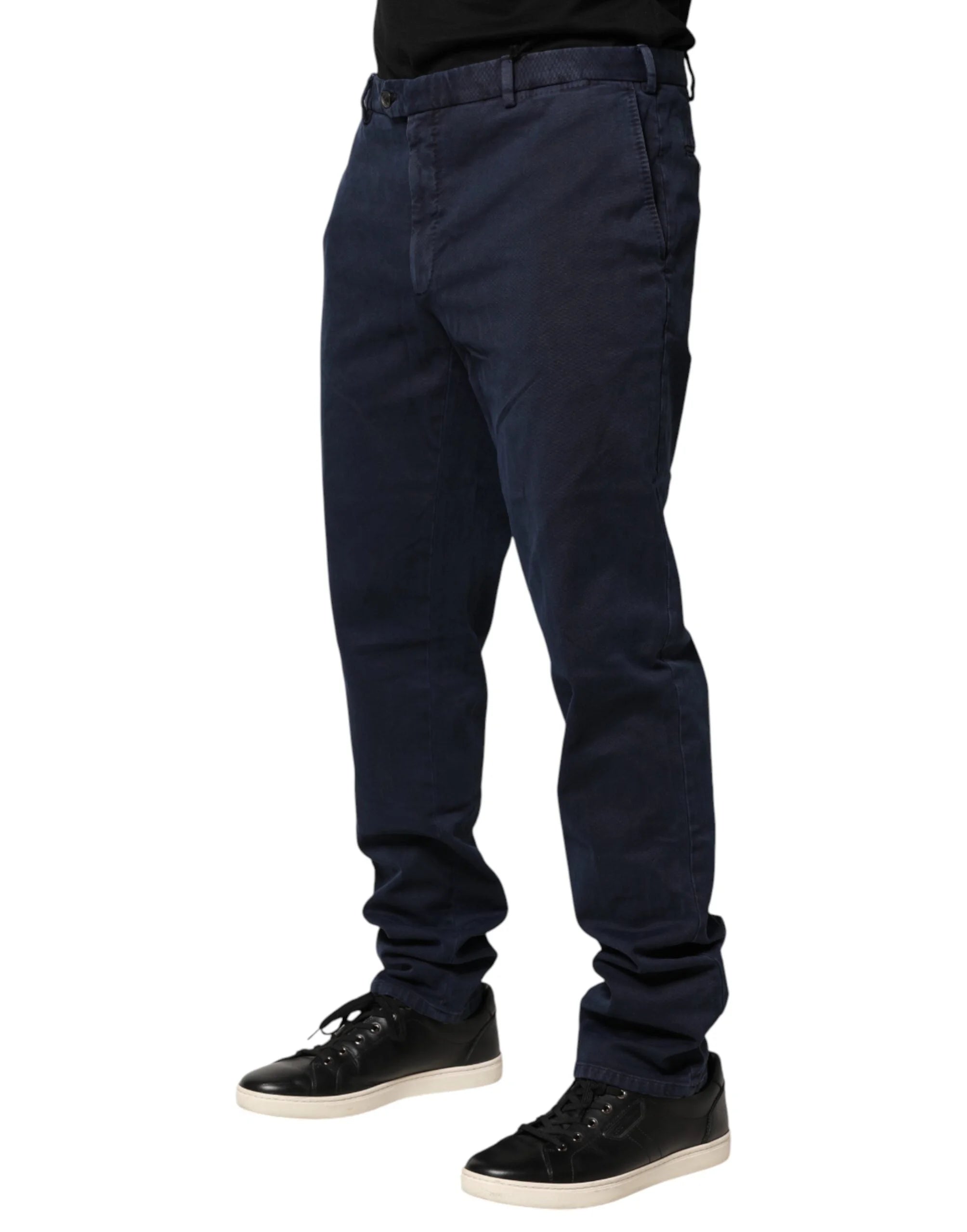 Santaniello Dark Blue Mid Waist Skinny Chino Trouser Pants - IT54 | XL