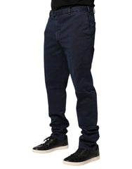 Santaniello Dark Blue Mid Waist Skinny Chino Trouser Pants - IT54 | XL