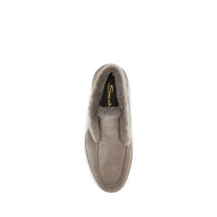 Santoni Beige Faux Fur Ankle Boots