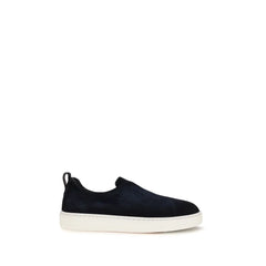 Santoni Blue Calf Leather Bos Taurus Sneakers
