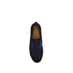 Santoni Blue Calf Leather Bos Taurus Sneakers - EU40/US7