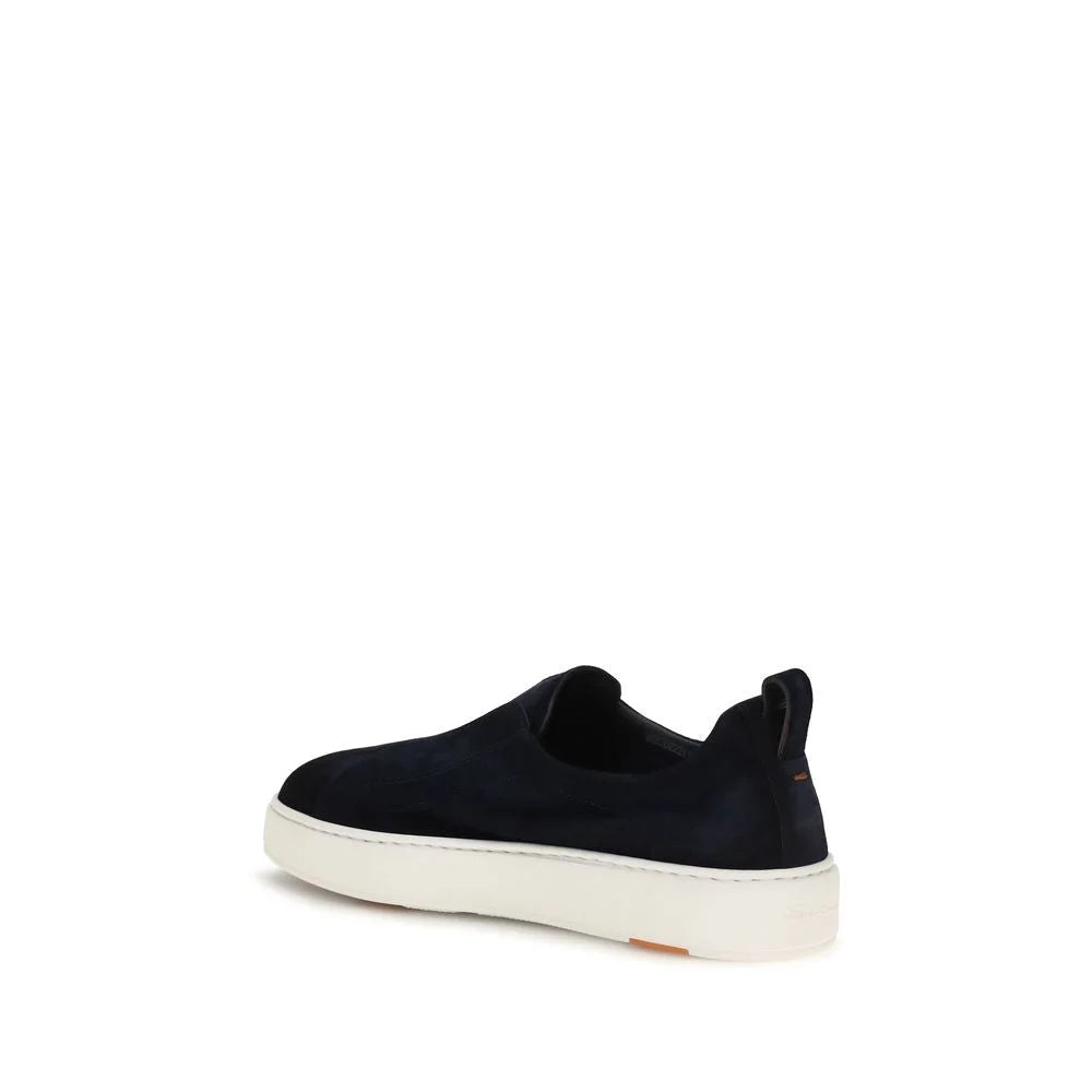 Santoni Blue Calf Leather Bos Taurus Sneakers - EU40/US7