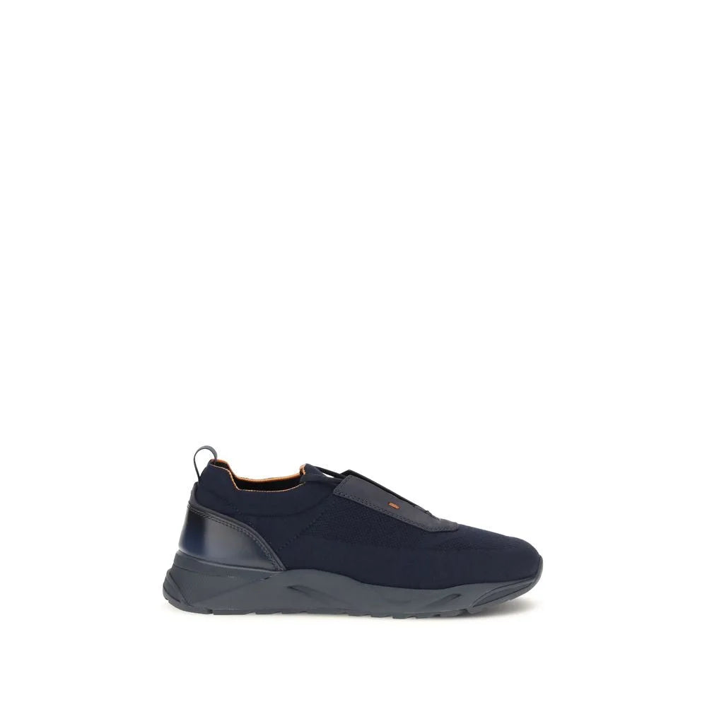 Santoni Blue Fabric Athletic Sneakers