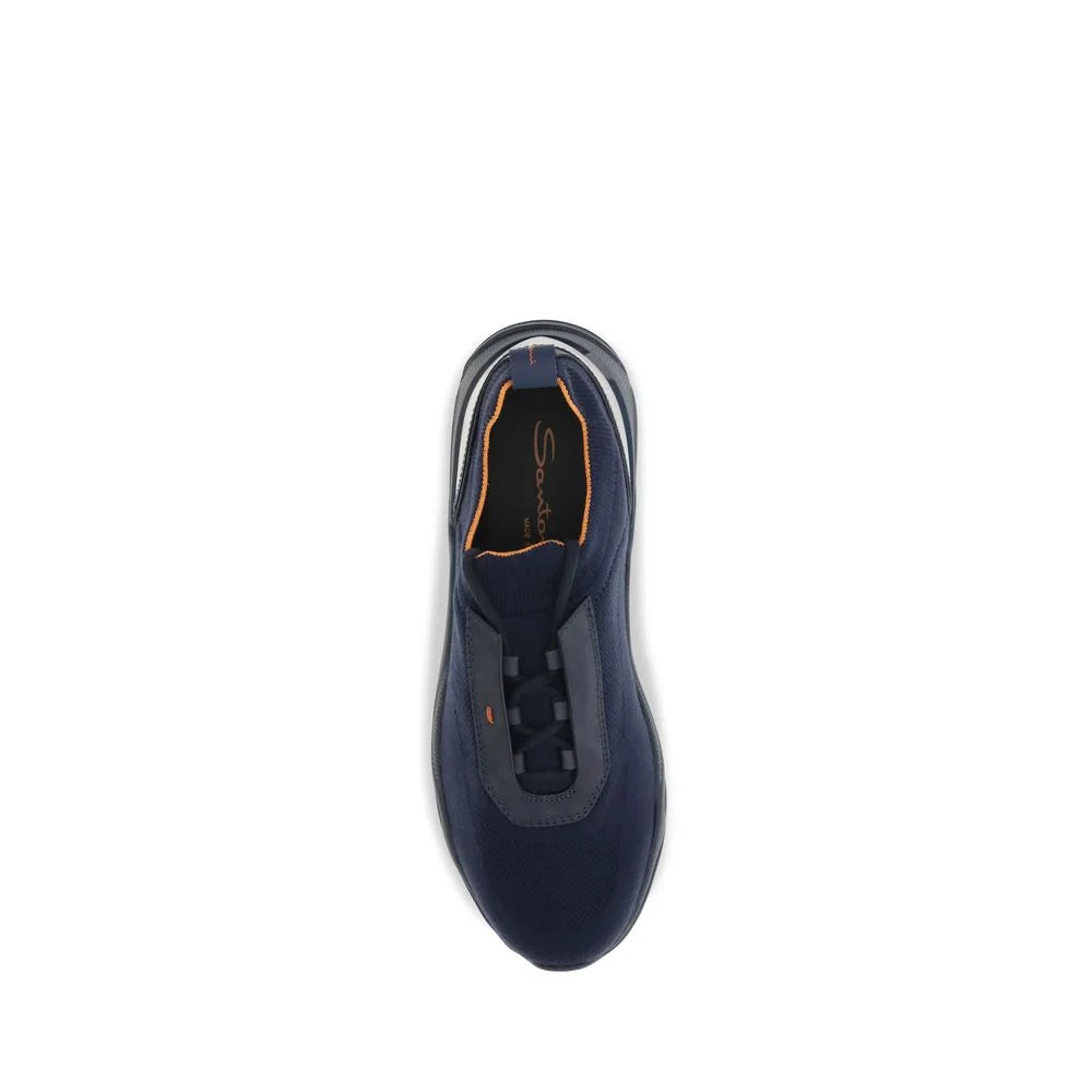 Santoni Blue Fabric Athletic Sneakers