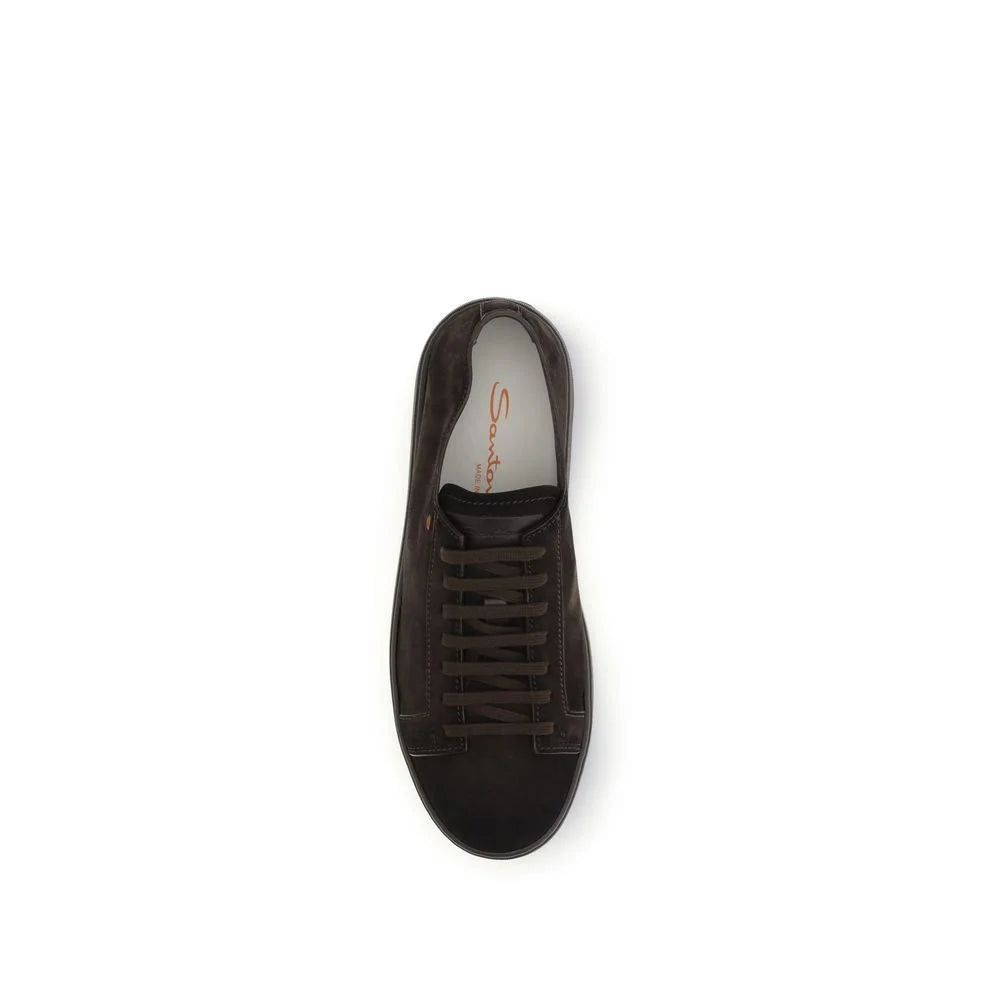 Santoni Brown Calf Leather Bos Taurus Sneakers