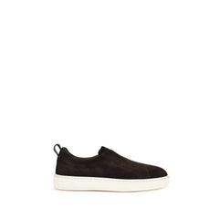 Santoni Brown Calf Leather Bos Taurus Sneakers - EU40/US7