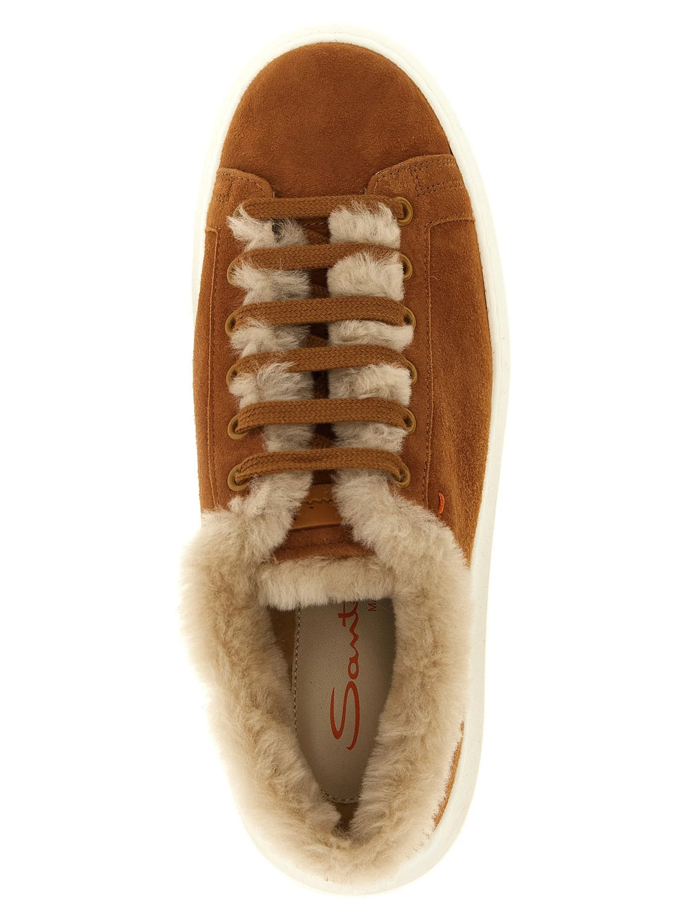 Santoni Brown Goatskin Low Top Sneakers - EU39/US9