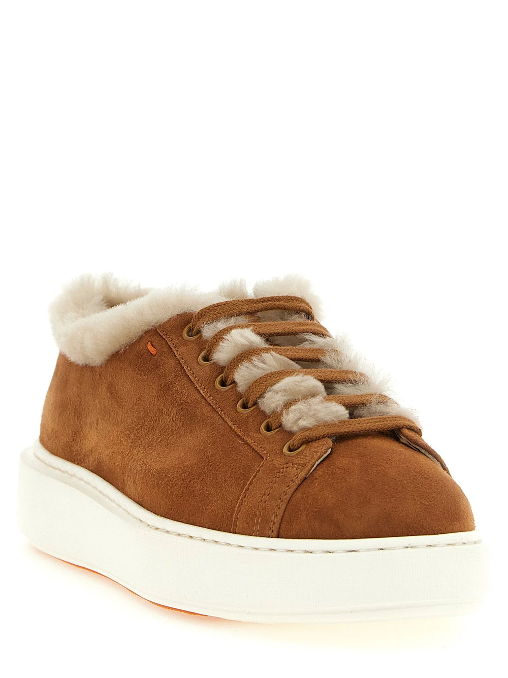 Santoni Brown Goatskin Low Top Sneakers - EU39/US9