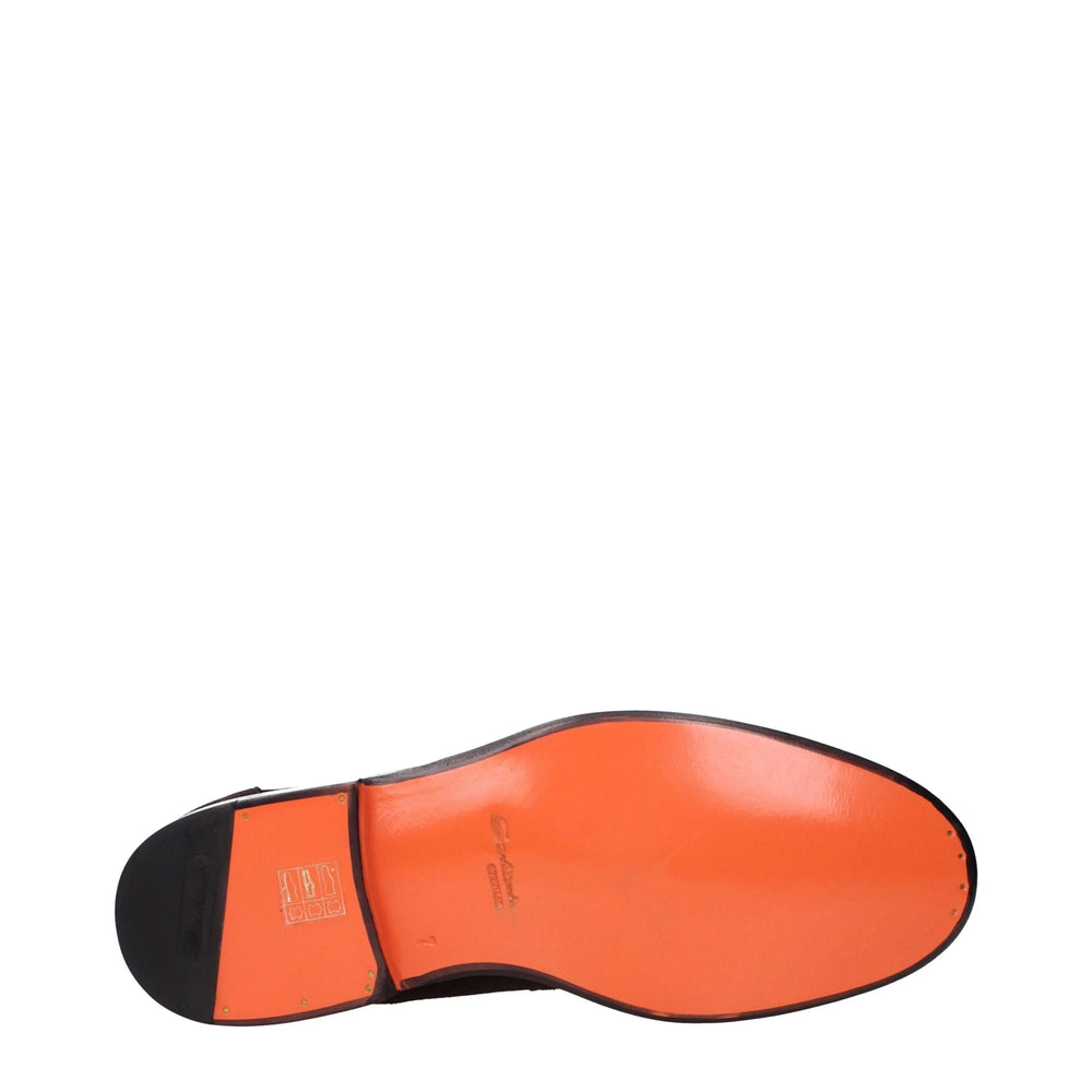 Santoni Brown Leather Slip-On Loafers - 7