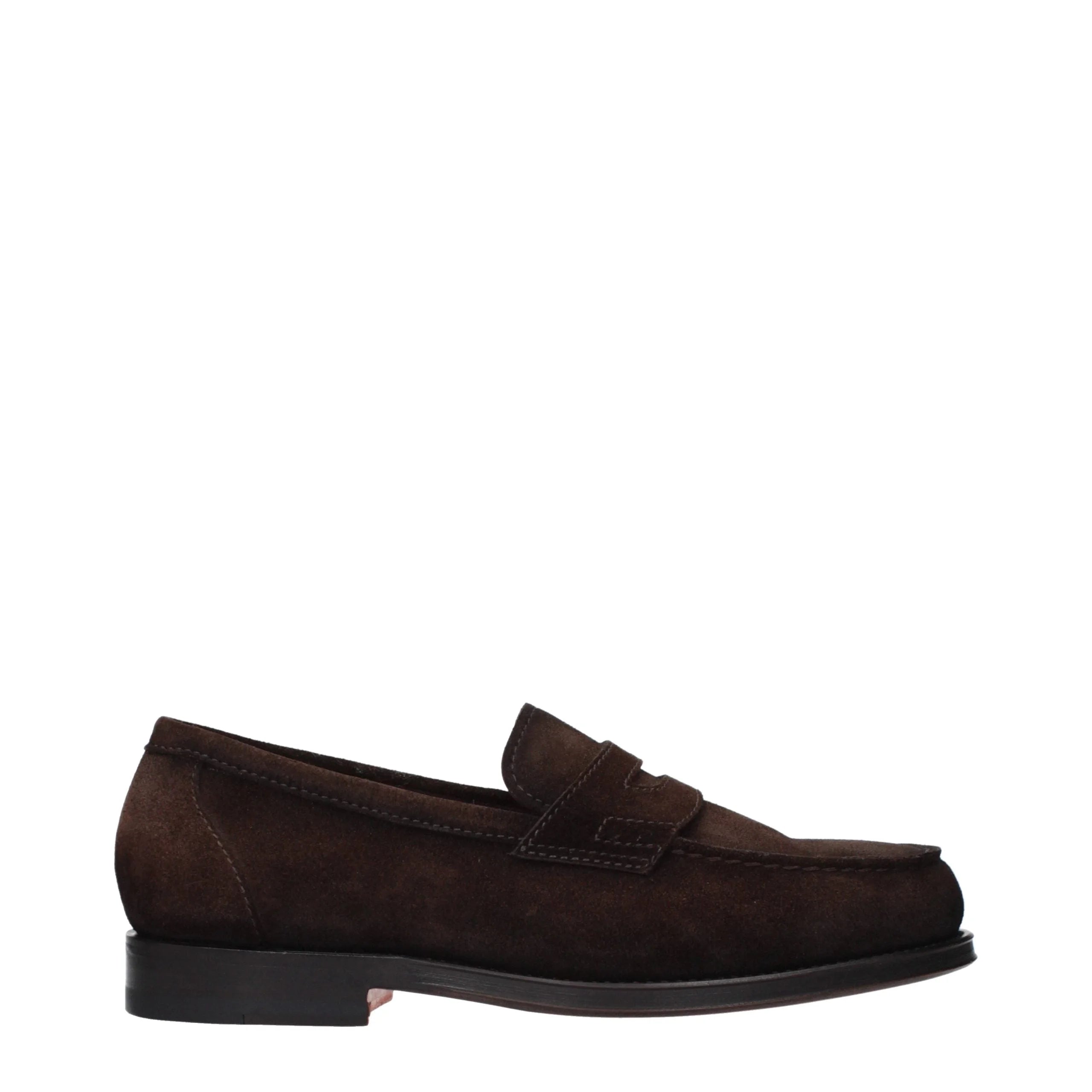 Santoni Brown Leather Slip-On Loafers - 7