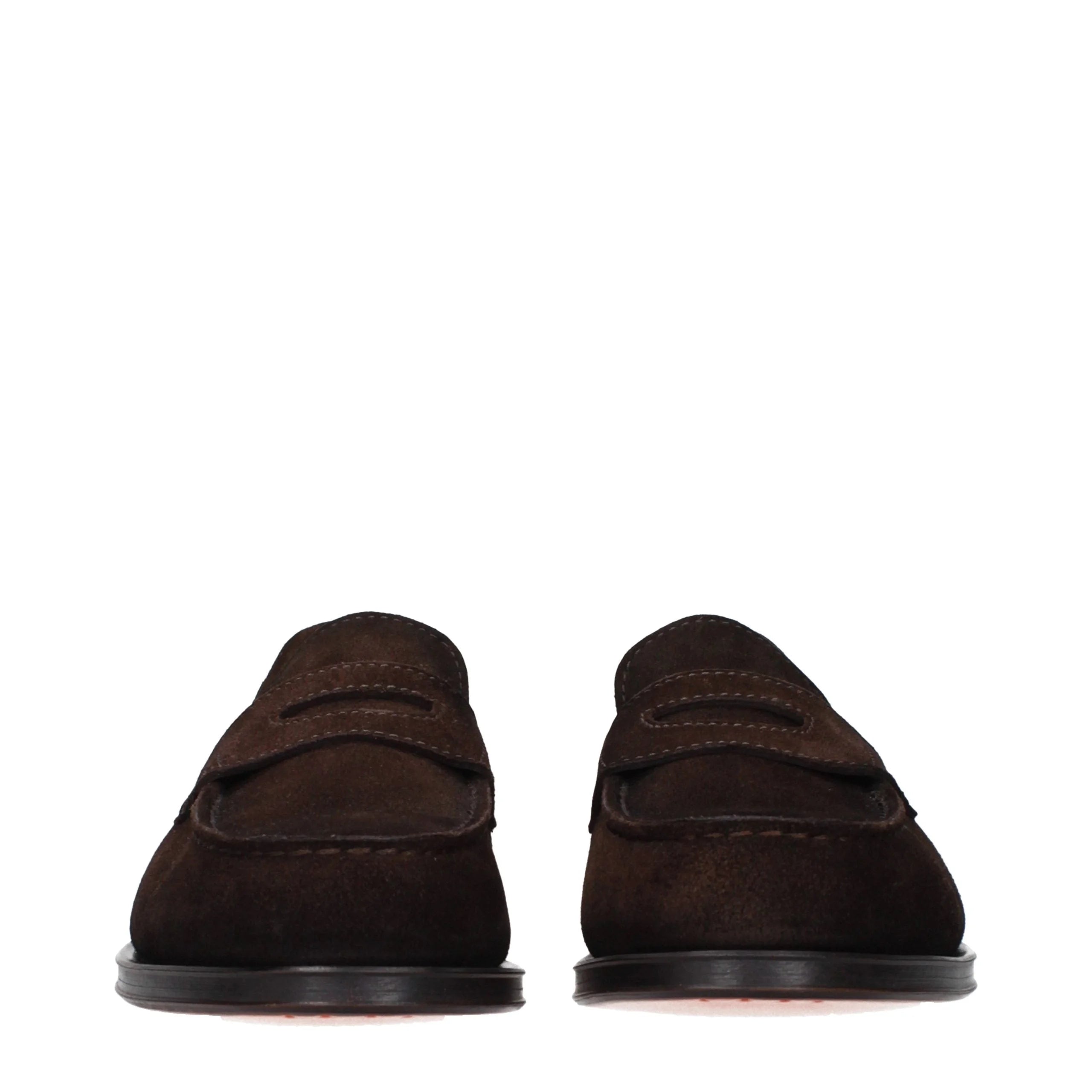 Santoni Brown Leather Slip-On Loafers - 7