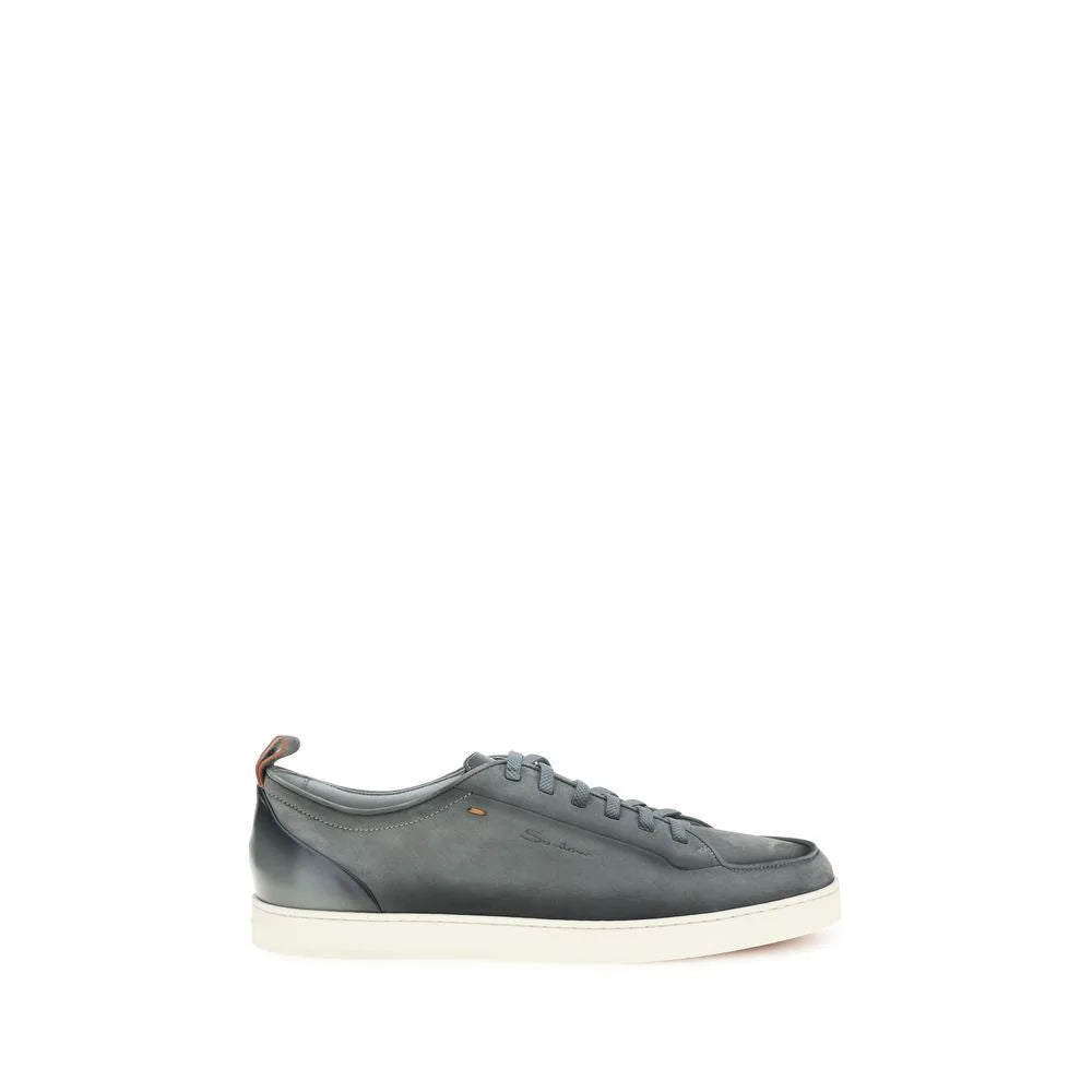 Santoni Gray Calf Leather Bos Taurus Low Top Sneakers - EU 38 | US 5