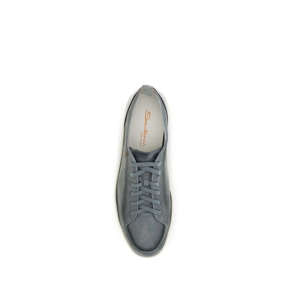 Santoni Gray Calf Leather Bos Taurus Low Top Sneakers - EU 38 | US 5