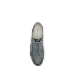 Santoni Gray Calf Leather Bos Taurus Low Top Sneakers - EU 38 | US 5