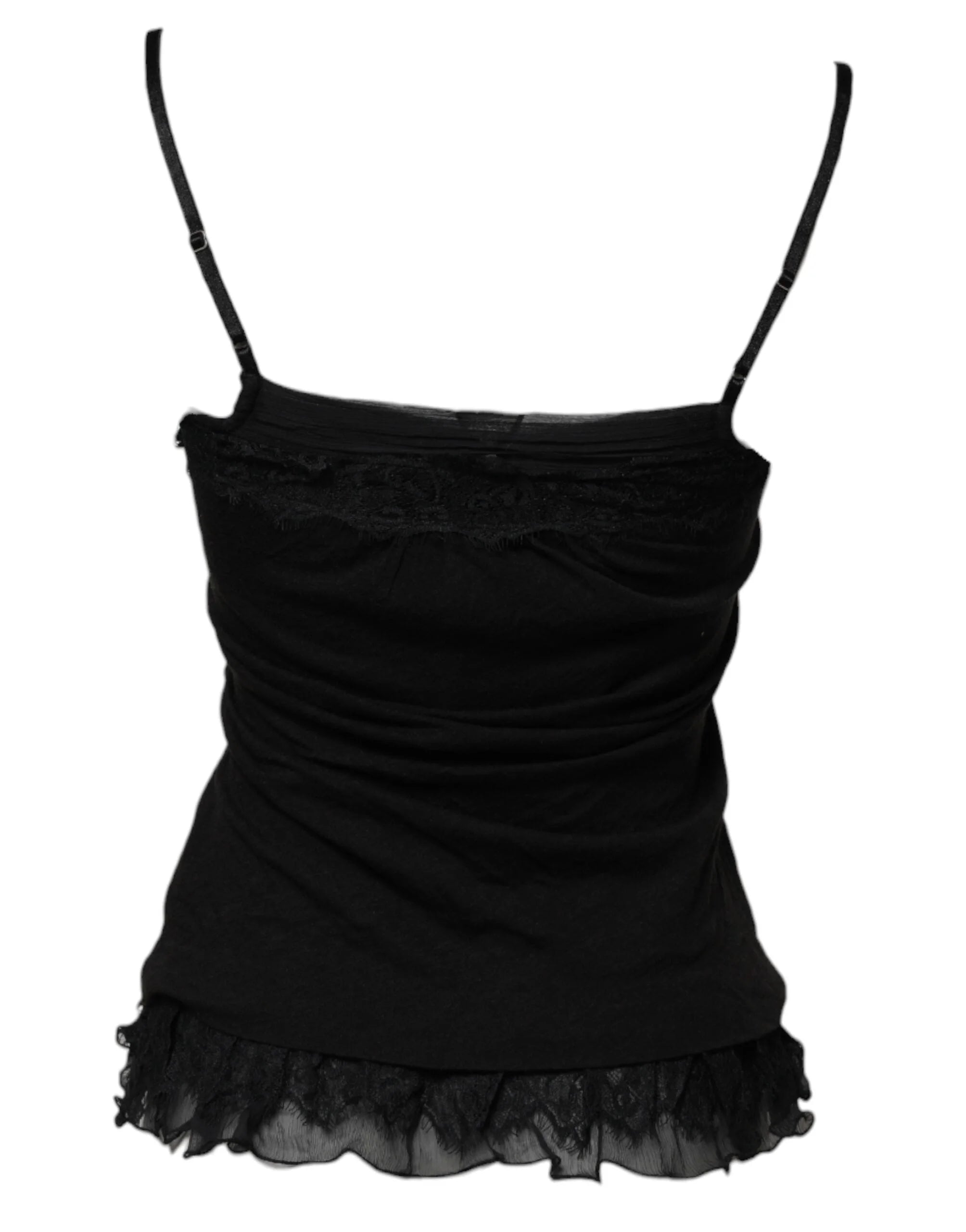 Scervino Street Black Wool Sleeveless Square Neck Tank Top - IT38 | XS - Tank Tops