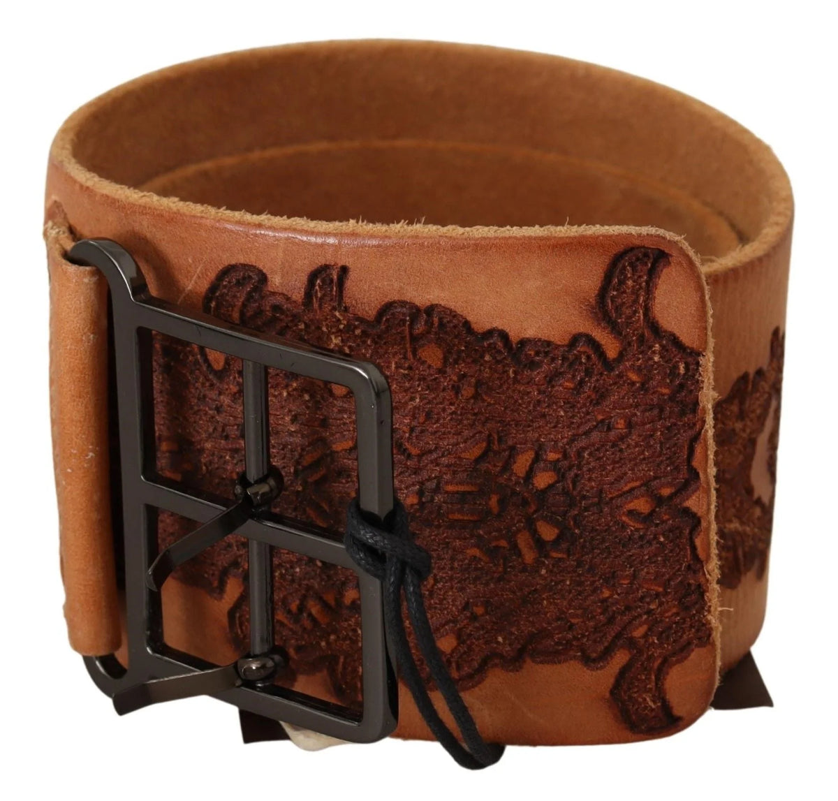 Scervino Street Brown Genuine Leather Black Logo Buckle Belt - 75 cm / 29,5 Inches - Belts