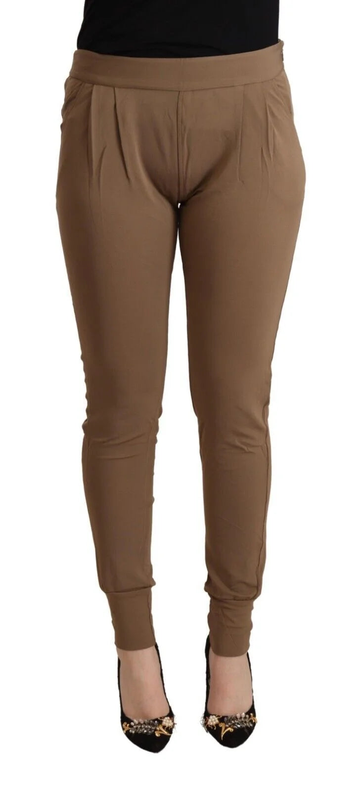 Scervino Street Brown Viscose Mid Waist Slim Tapered Pants - IT44|L - Trousers