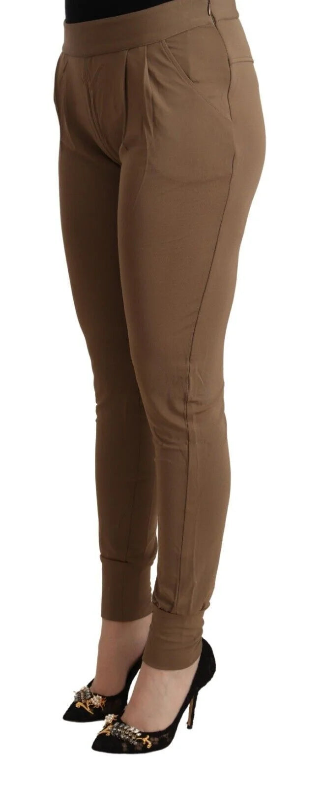 Scervino Street Brown Viscose Mid Waist Slim Tapered Pants - IT44|L - Trousers