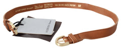 Scervino Street Light Brown Leather Gold Double Buckle Waist Belt - 65 cm / 26 Inches - Belts