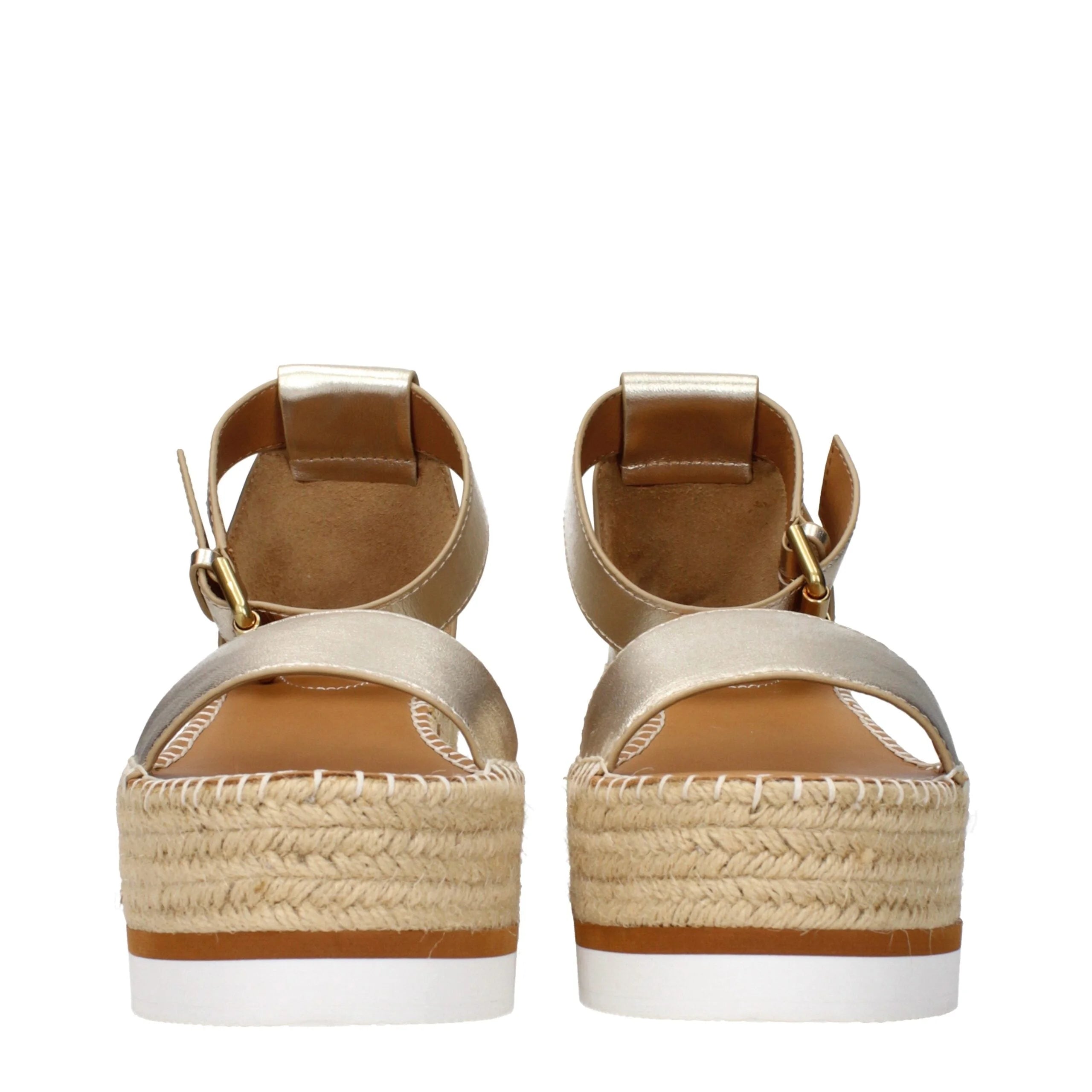 See By Chloé Gold Leather Wedges Sandals - EU41/US11