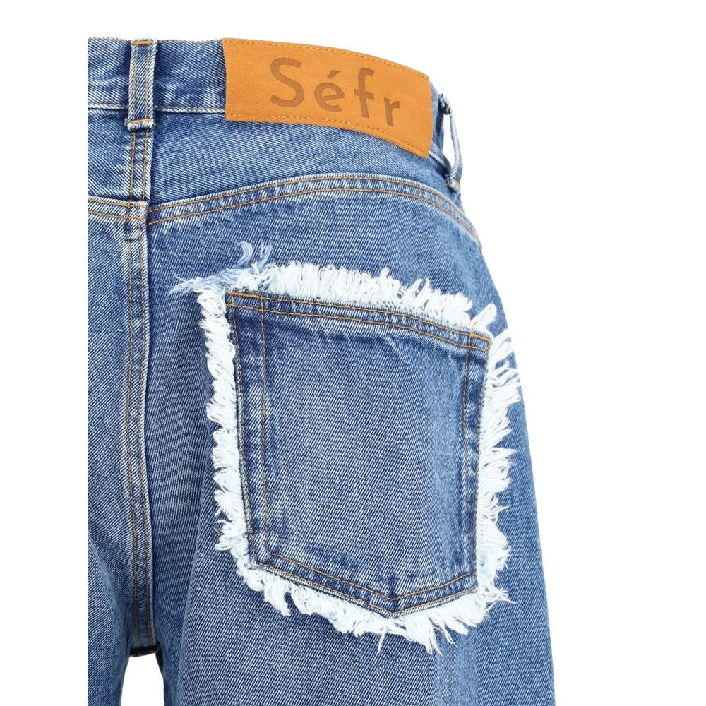 SÉFR Blue Cotton Straight-Leg Jeans
