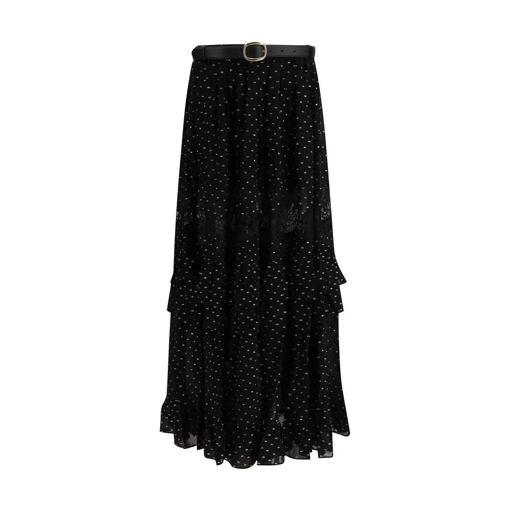 Self-Portrait Black Viscose Long Skirt - 8