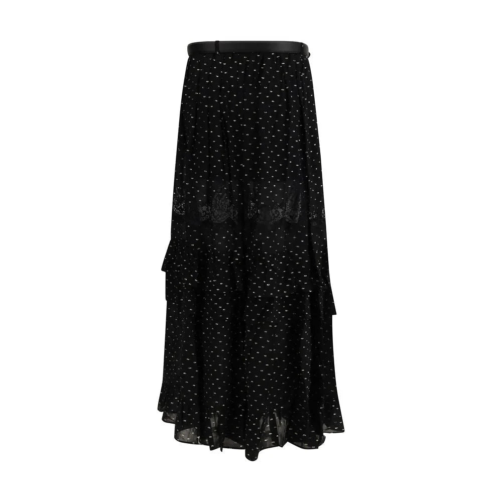 Self-Portrait Black Viscose Long Skirt - 8