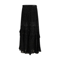 Self-Portrait Black Viscose Long Skirt - 8