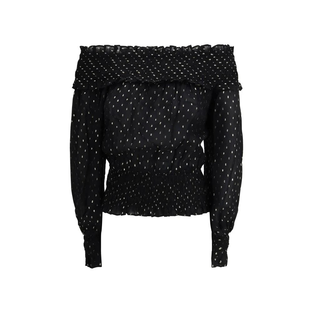 Self-Portrait Black Viscose Top