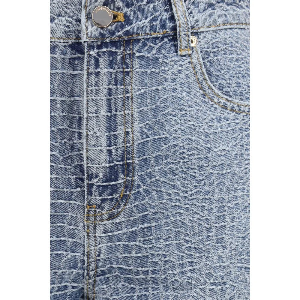 Self-Portrait Blue Cotton Bermuda Shorts